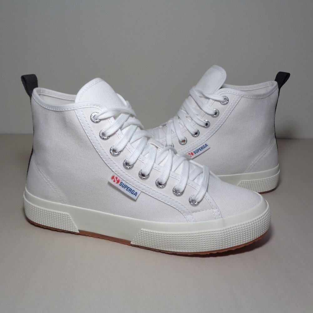 Superga Size 6.5 M / 2750 MID COTTON / White Black / Sneakers New Women's Shoes